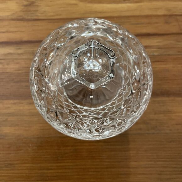 Vintage Diamond Cut Glass Covered Candy Trinket Dish - Picture 2 of 11